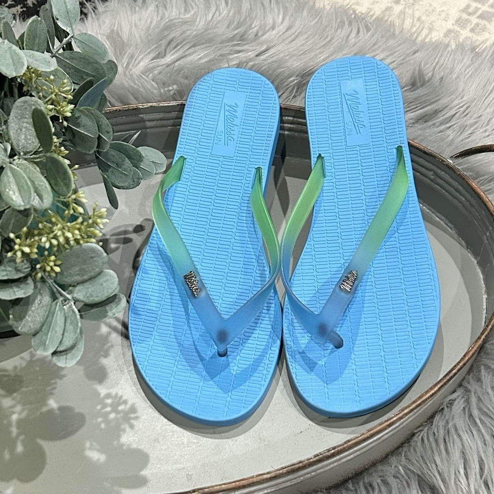 Melissa Women's Sun Venice Flip Flops in Blue Clear Size 6US Bubblegum Scent